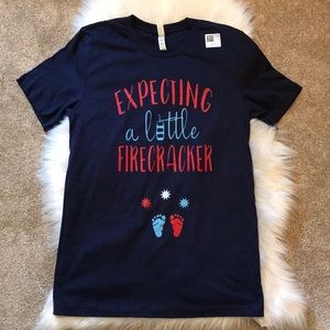 New! Pregnancy announcement 4th of July tee